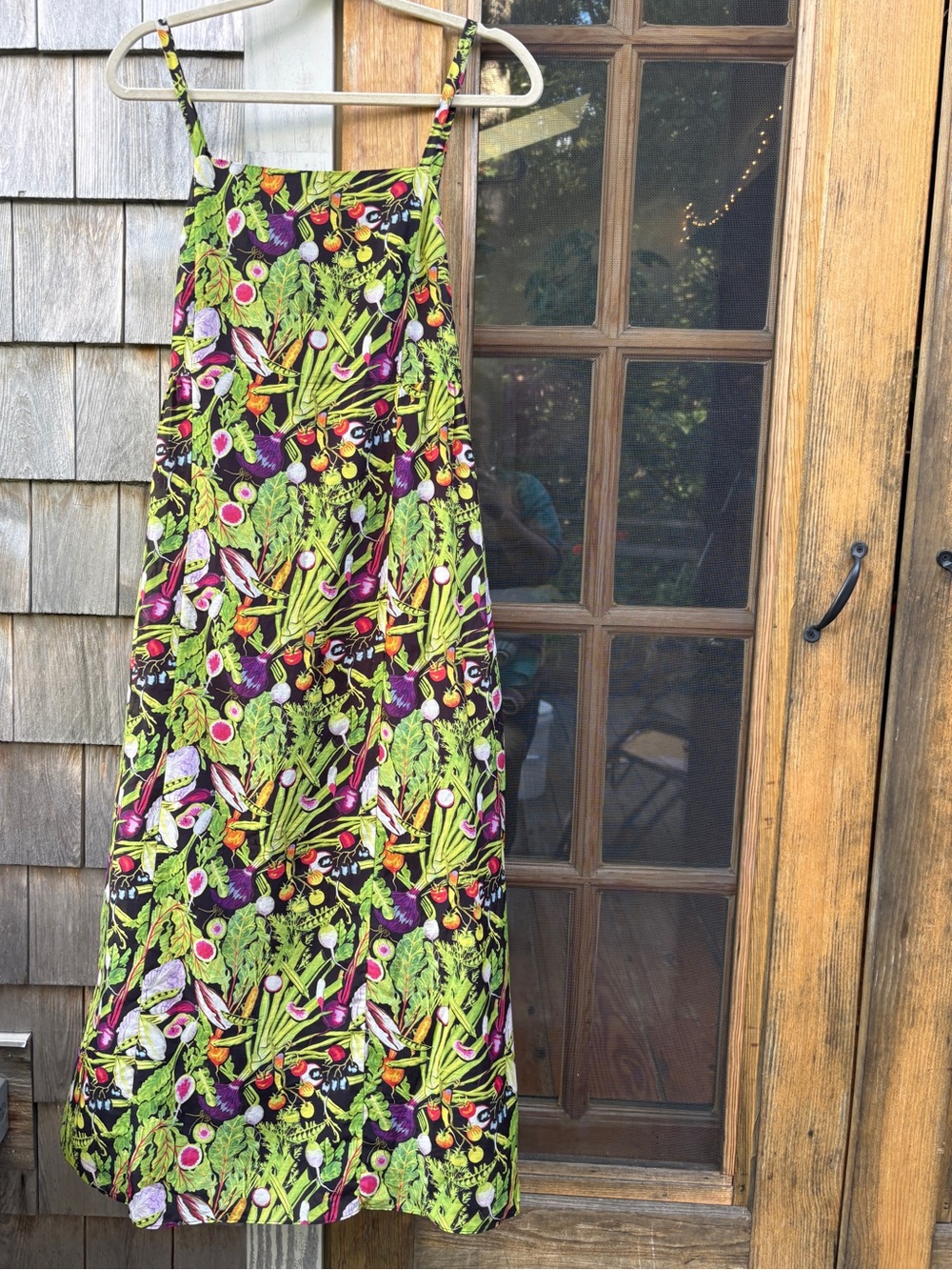 Rachel Antonoff Black Maxi Sundress with Bright Vegetable Print